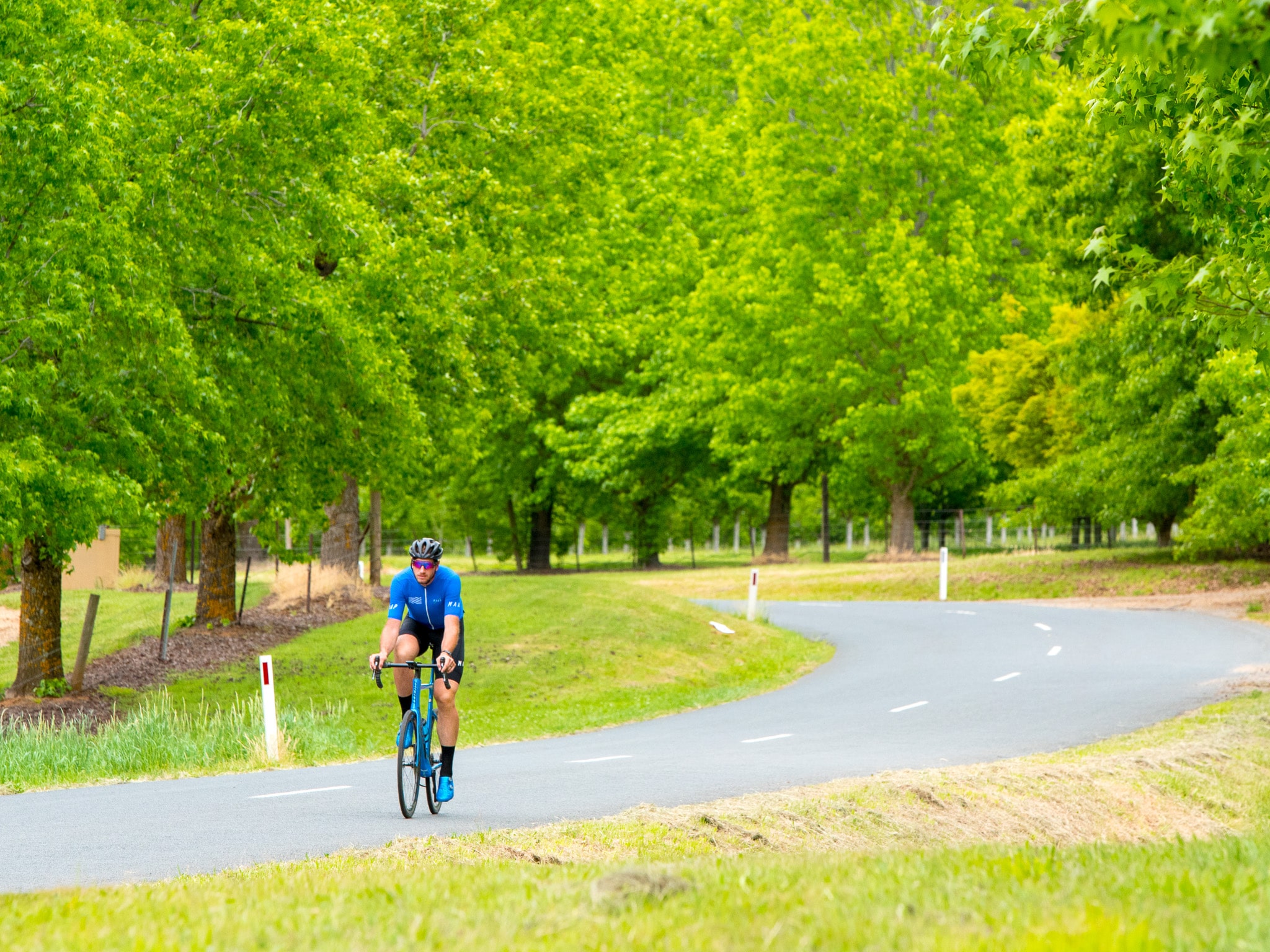 Paul van der Ploeg riding along Stanley road